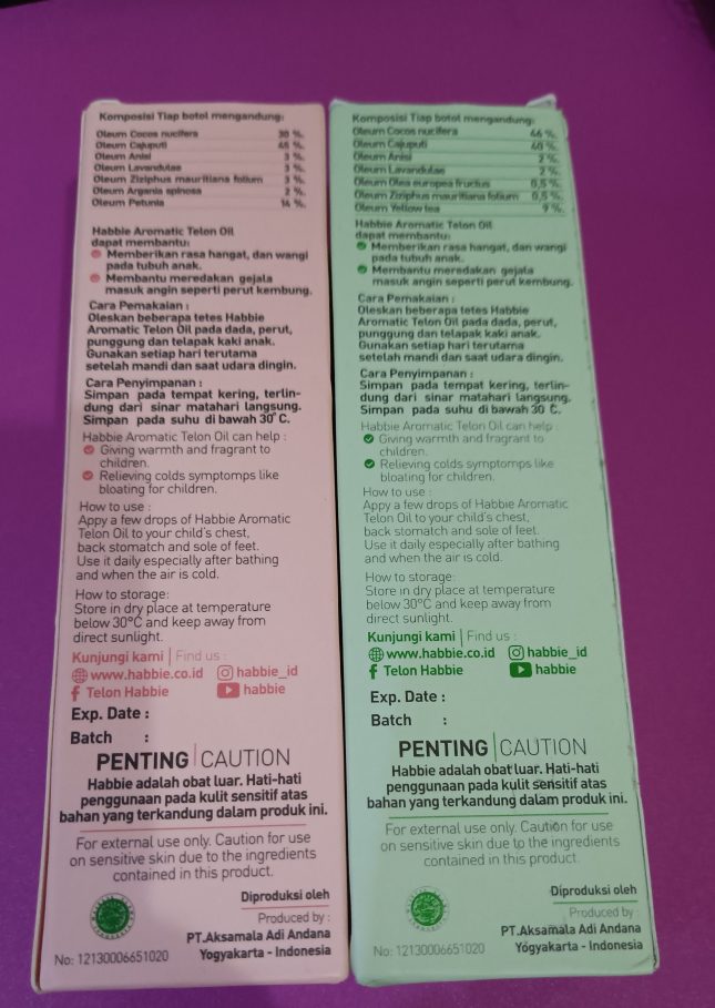 Ingredients Minyak Telon Habbie