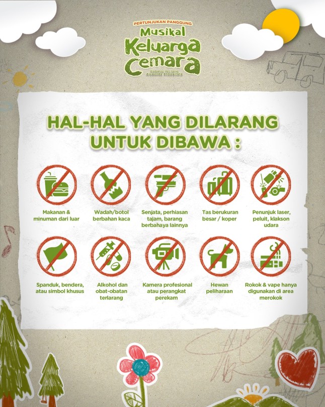 tidak boleh membawa makanan dan minuman