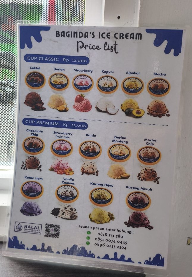 Daftar Harga Produk Es Krim Baginda's