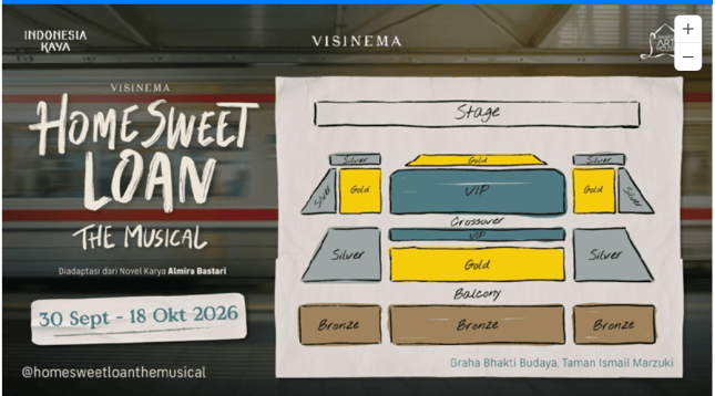 Posisi tempat duduk pertunjukan Home Sweet Loan The Musical